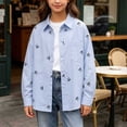 thumbnail image 5 of ZOYOEN Girls Button Down Shirts with Pocket- Long Sleeve Casual Turndown Collar Fashion Kids Fall Shirts Blue Size 14-15 Years, 5 of 9