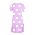 thumbnail image 4 of Sakmal Long Sun Dresses for Women 2024 Purple Crew Neck Loose Fit Tiered Polka Dot Short Sleeve with Pocket Sundress, 4 of 6
