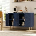 thumbnail image 5 of HLR White 48" Modern Accent Sideboard Buffet Cabinet with 4 Doors Storage & Shelves for Kitchen, 5 of 9