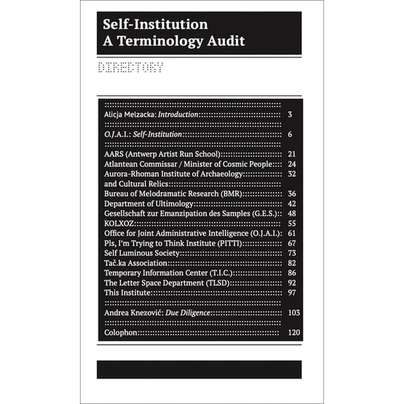 Self-Institution: Terminology Audit, (Paperback)