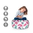 thumbnail image 2 of Pig Storage Toy Bag Chair, Illustration of Hand Drawn Watercolor Style Silhouettes, Stuffed Animal Organizer Washable Bag, Large Size, Pink Cadet Blue, by Ambesonne, 2 of 3