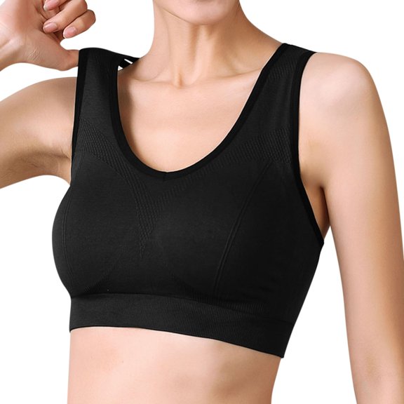 MSJUHEG Sports Bras For Women Bras For Women Sports Bra Women Rimless Yoga Running Cross Straps Underwear Sports Bra With Pads Removable Padded Bralette Black L