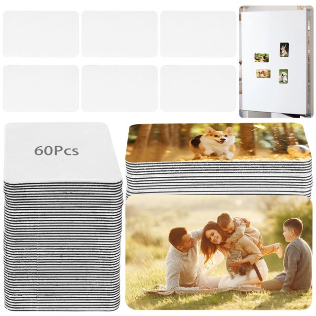 60 piezas de pegatinas de sublimación en blanco, pegatinas en blanco para refrigerador de coche a granel para bricolaje
