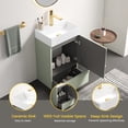 thumbnail image 5 of 20" Sturdy Compact Freestanding Cabinet, Bathroom Storage Unit with Soft Close, Modern Small Bathroom Vanity with Ceramic Sink for Bathroom, Light Green, 5 of 9