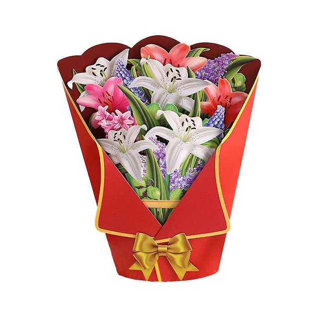 Tarjeta emergente de ramo de flores para el día de la madre Tarjetas de ramo de flores 3d Tarjeta de felicitación A