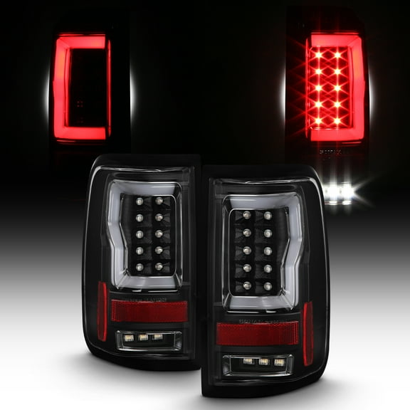 AKKON - Fits 2004-2008 Ford F150 [Styleside] Strip Tube Bar LED Black Tail Lights Driver Left Passenger Right Side