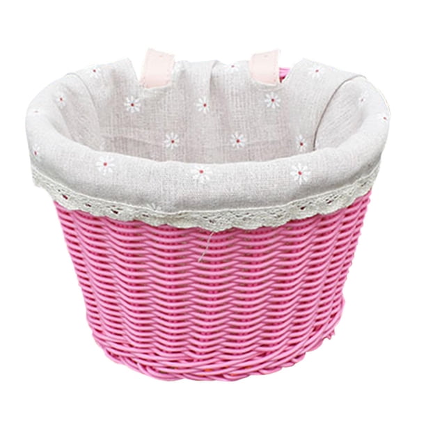 Cesta de bicicleta para niños, cesta de almacenamiento de bicicletas, cesta de triciclo impermeable, Rosa
