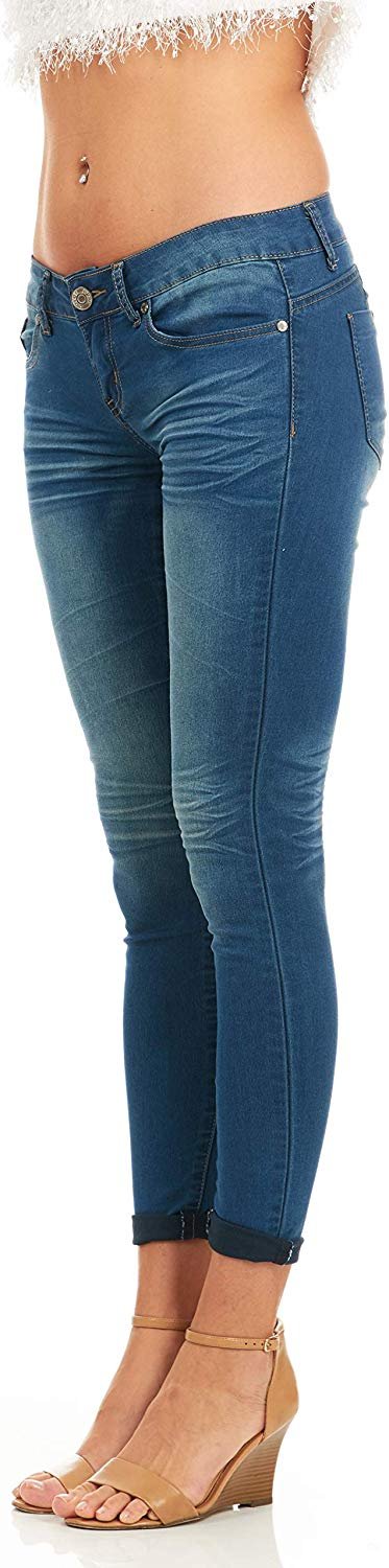 Cover Girl Basic Cuffed Skinny Jeans for Women Juniors Stretchy Denim Size 1 Dark Blue - image 2 of 7