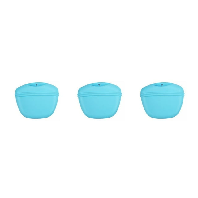 tamizeot Pets Training Silicone Waist Bag Hands-free Portable Feeding Storage Pouch Container Practicing Package Food Bags Blue 3Set