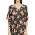 thumbnail image 5 of Bimba Women's Gray Floral Printed Pattern Cotton Caftan With Kimono Sleeve-26, 5 of 5