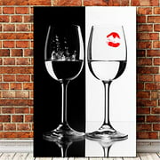 HOMEOART Kitchen Wall Decor Wine Painting Modern Canvas Prints Bar Dining Room Decoration Framed Ready to Hang 16x24inch