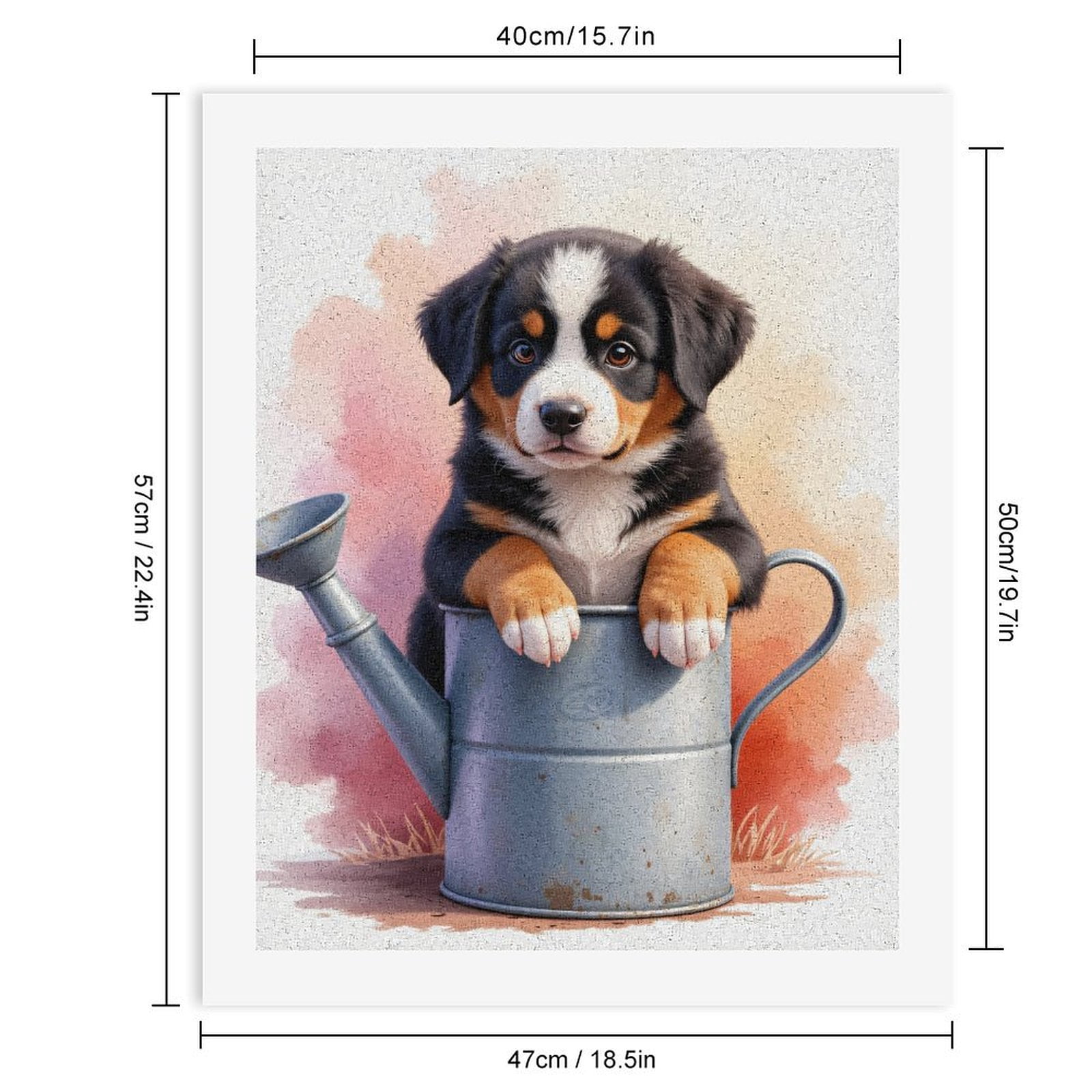 Paint By Numbers Kit for Adults Beginner - DIY Puppy In Watering Can Art Canvas Painting Kits for Adults, Frameless Paint By Number for Adults for Home Wall Decor 16x20 Inch