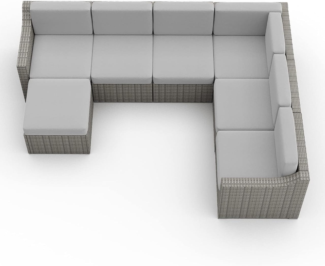 7 Piece Patio Furniture Set, Outdoor Modular Rattan Wicker Sectional Sofa Set with Cushions