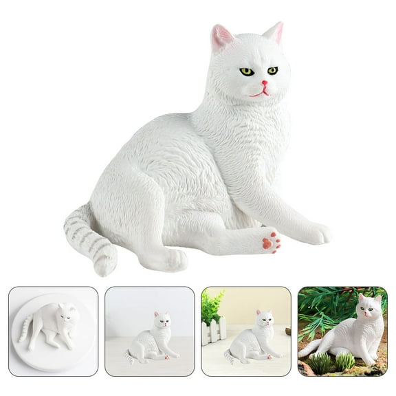 ibasenice Decorative White Cat Statue for Garden Decoration and Outdoor Use