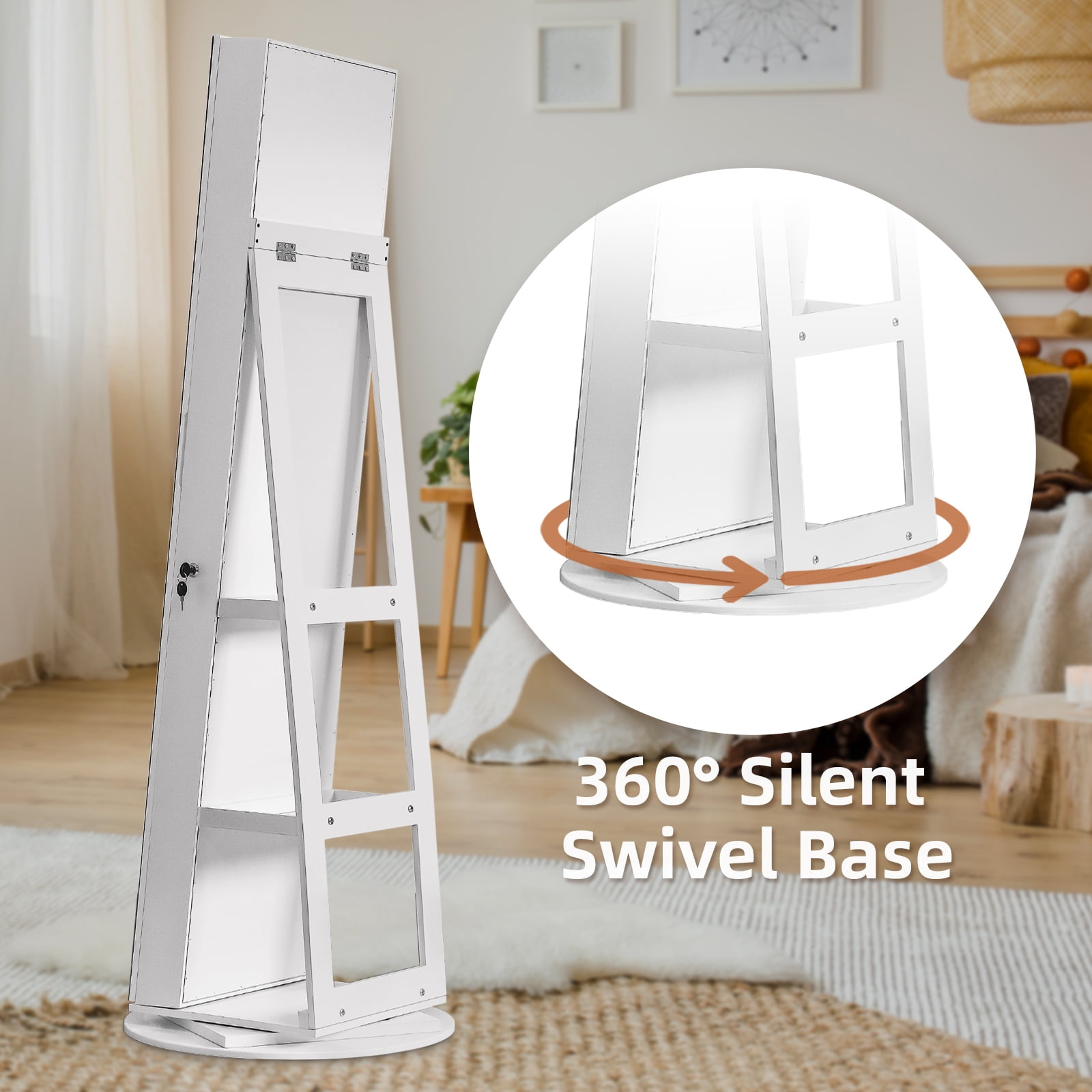 IVV Full Length Mirror Jewelry Cabinet 360° Swivel, Togo | Ubuy
