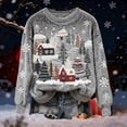 thumbnail image 4 of Plush Christmas Sweaters for Women Funny Round Neck Festive Printed Graphic Drop Shoulder Fuzzy Soft Pullover Tops (5XL, Gray), 4 of 4