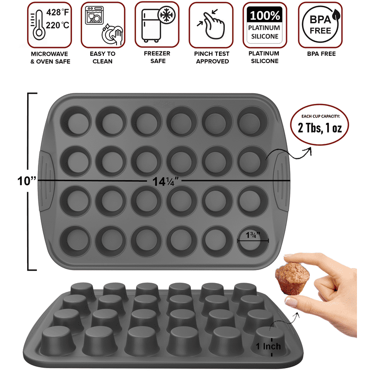 CAKETIME Silicone Muffin Pan Set - Cupcake Pans 12 Cups Silicone Baking  Molds,BPA Free 100% Food Grade, Pinch Test Approved, Pack of 2