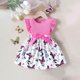 thumbnail image 2 of Odeerbi Niñas Algodón Rib Knit Floral Vestidos Verano Ruffle Manga Arco Princesa Vestido Niños Impreso Sin Mangas Cuello Redondo Rodilla Vestido, 2 of 5