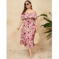 thumbnail image 2 of Yesfashion Women Plus Size Off Shoulder Maxi Dress Ruffle Flowy Casual Summer Boho Long Dresses, 2 of 8