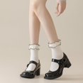 thumbnail image 2 of Zhengup Womens Crew Socks Lace Ruffle Frilly Cotton Cute Princess Ankle Dress Socks for Girl 4 Pack, 2 of 9