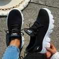 thumbnail image 2 of Daznico Women's Summer Sneakers - Thick Sole Lace-Up Walking Shoes with Breathable Knit for Casual & Everyday Wear,Color:Black,Size:6.5, 2 of 8
