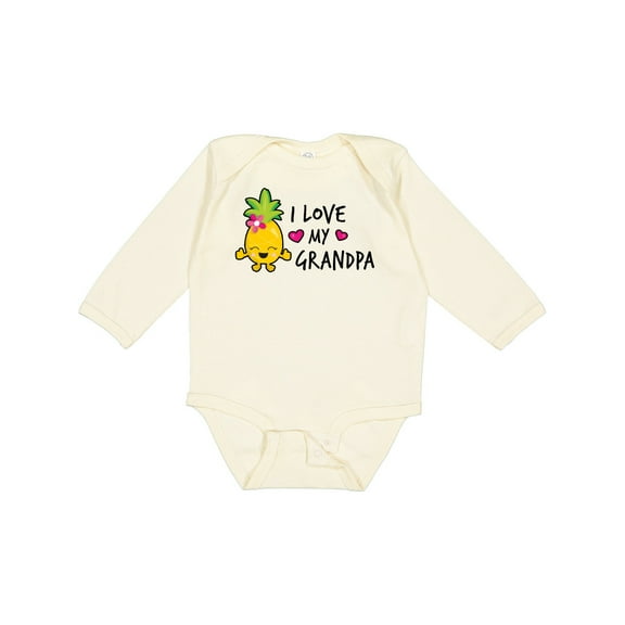 Inktastic I Love My Grandpa with Pineapple Girls Long Sleeve Baby Bodysuit