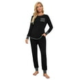 thumbnail image 1 of Pajamas for Women Long Sleeve Pajama Set Cottom Nightwear Ultra-Soft Lounge Sleepwear Soft Pj Lounge Sets(XXL ,Black), 1 of 5