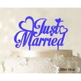 thumbnail image 1 of Just Married Wedding Cake Topper Custom Name Cake Topper Color Option Available 5-7 Inches Wide, 1 of 1
