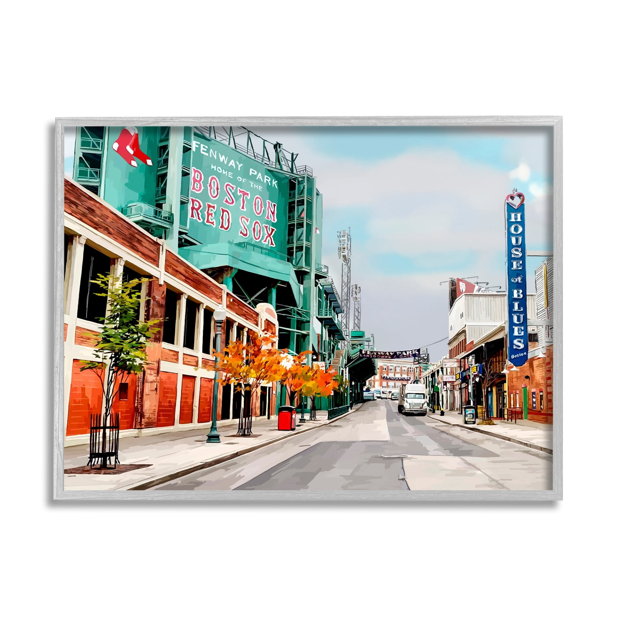 Stupell Industries Fenway Park Boston Cityscape Town & City Photography Gray Framed Art Print Wall Art