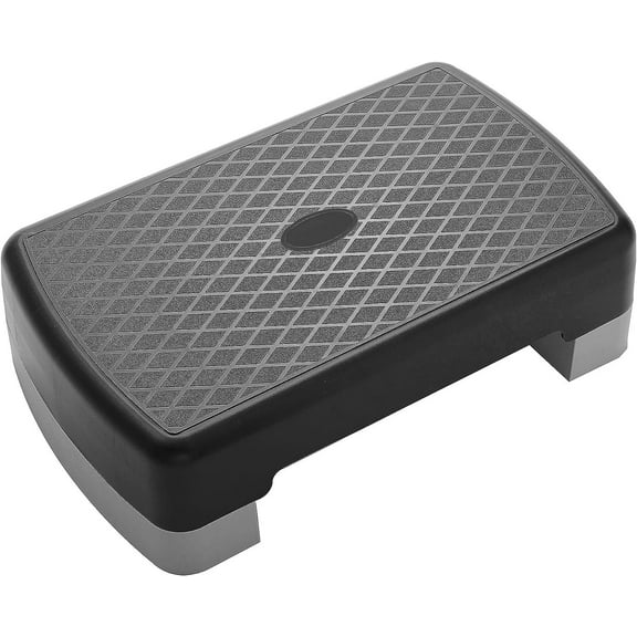 18" Workout Aerobic Stepper Step Platform with 2 Risers, Lightweight Portable Step Up Platform Trainer, Adjustable Height 3.2’’ 5.5’’ for Home Gym, Black and Gray