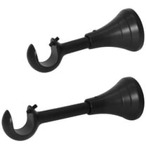 Adjustable 4 - 5 in Curtain Rod Brackets, Heavy Duty Curtain Rod Bracket, Curtain Holder for 5/8 to 3/4 inch Rods, Brackets for Curtain Rods, Wall Mount (Black - Set of 2)