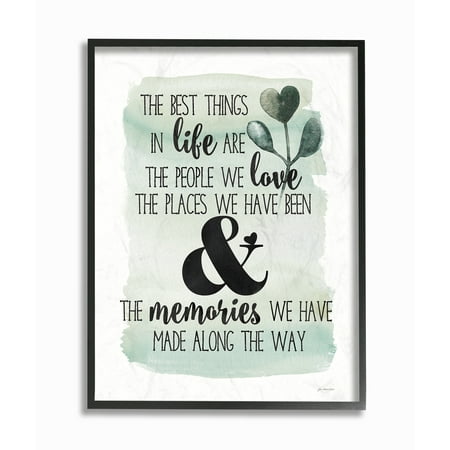 The Best Things in Life Typography Blue Watercolor Eucalyptus Framed Texturized (Best Wood For Chalkboard)