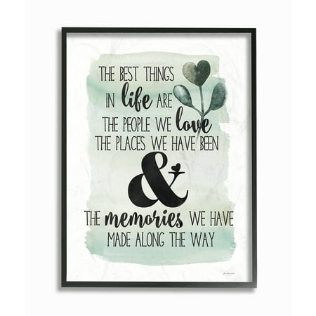 The Best Things in Life Typography Blue Watercolor Eucalyptus Framed Texturized