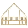 thumbnail image 3 of Bellemave Twin Size Floor Bed Frame, Wooden House Bed Twin Size with Fence, Montessori Bed with Guardrails for Bedroom(Natural), 3 of 9
