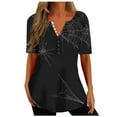 thumbnail image 2 of Women Short Sleeve Christmas gift Thin section Fashion Durable Leisure Printed Loose Loose Fitting Sexy Lining Purple Trendy Short Sleeve Size 4XL, 2 of 5