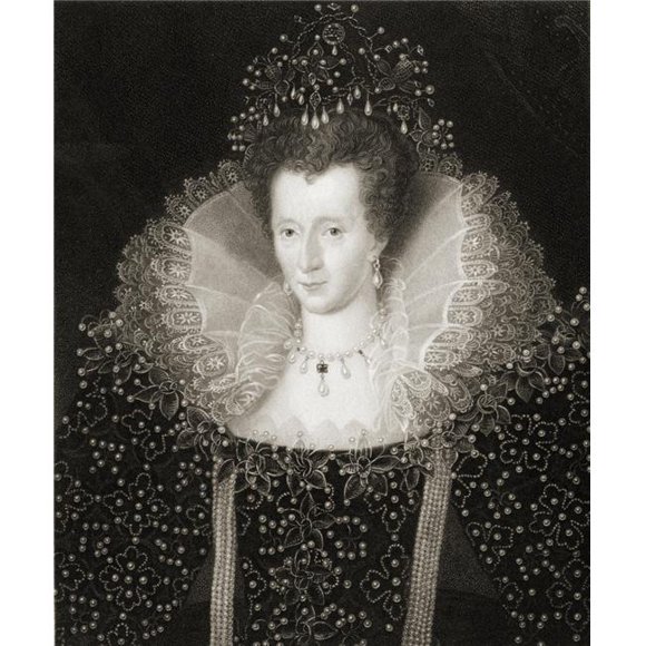 Elizabeth I 1533-1603 Queen of England From The Book -Gallery of Portraits Published London 1833 Print, 13 x 16