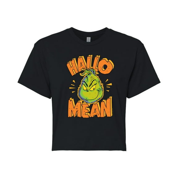 The Grinch - Hallo Mean - Juniors Cropped Cotton Blend T-Shirt