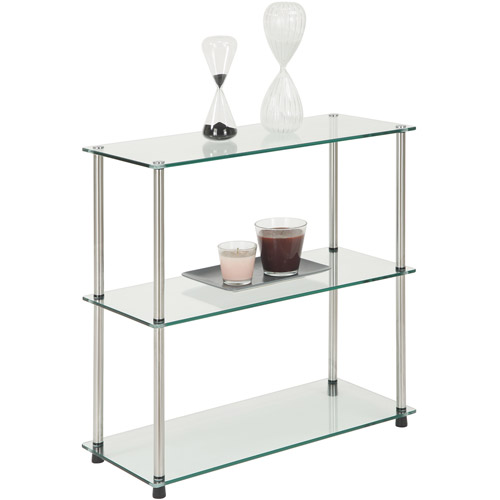 Convenience Concepts Designs2Go 3-Shelf Glass Bookcase, Multiple Colors