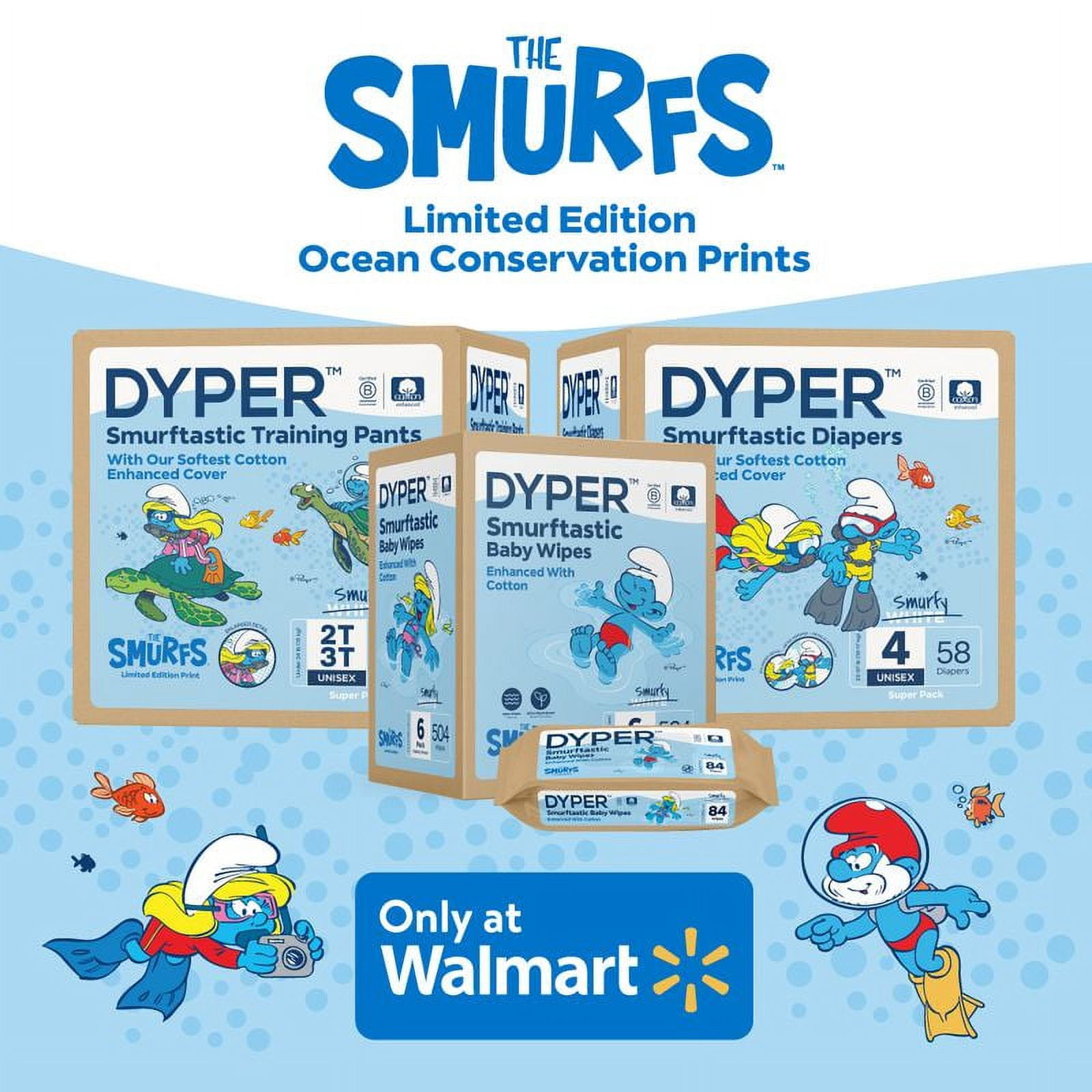 DYPER Cotton-Enhanced Baby Wipes Smurfs Edition, 4 Pack, 504 Count