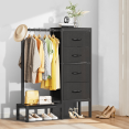 thumbnail image 1 of Organizador de almacenamiento de tela de 4 cajones con estructura de acero al carbono y construcción de tablero de partículas, unidad de almacenamiento multi,Negro, 1 of 11