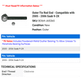 thumbnail image 2 of Outer Tie Rod End - Compatible with 2005 - 2006 Saab 9-2X, 2 of 2