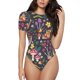 thumbnail image 1 of Balery Mushrooms Snails Butterflies Body de cuello redondo de manga corta para mujer Tops de manga corta Tops básicos-Small, 1 of 7