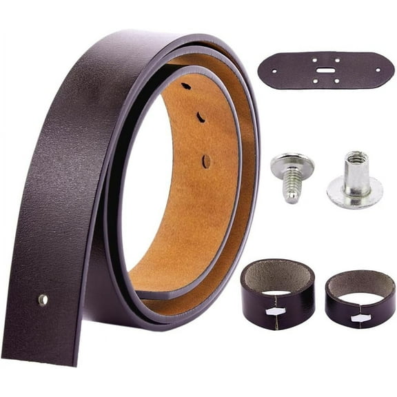 49 Inch Cowhide Belt Strap Replacement 1-1/2"(38mm) Wide Genuine Leather Western Men's Waist Belt Strap Accessories Without Buckle with Iron Screws for Casual Jeans Dress Coconut Brown