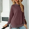 thumbnail image 5 of Lenpel Women's Long Sleeve Tunic Tops Turtleneck Side Split Soft Casual Pullover Tops Fall Fashion Sweatshirts, 5 of 7