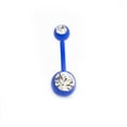 thumbnail image 2 of Belly Button Ring 14g Flexi Shaft with Two Cubic Zirconia Gems, 2 of 9