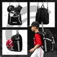 thumbnail image 5 of Guardian Baseball Backpack for Youth, Softball Bag for Girls, Durable Bat Bags Baseball Youth Boys and Girls, TBall Bag – Includes Hook to Hang on Fence - Black/White, 5 of 8