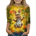 thumbnail image 3 of PWPSG Kids Easter Shirts 2026 Cute Rabbit Bunny Print Pullovers 3/4 Sleeve Crewneck Blouses Lightweight Summer Casual Shirts Funny Egg Graphic Tees for Girl Multicolor 9-10 Years, 3 of 6