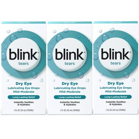 3 Pack - Blink Tears Lubricating Eye Drops – Long-Lasting Hydration for Mild to Moderate Dry Eyes, Moisturizes & Soothes with Hyaluronate, 1 Fl Oz