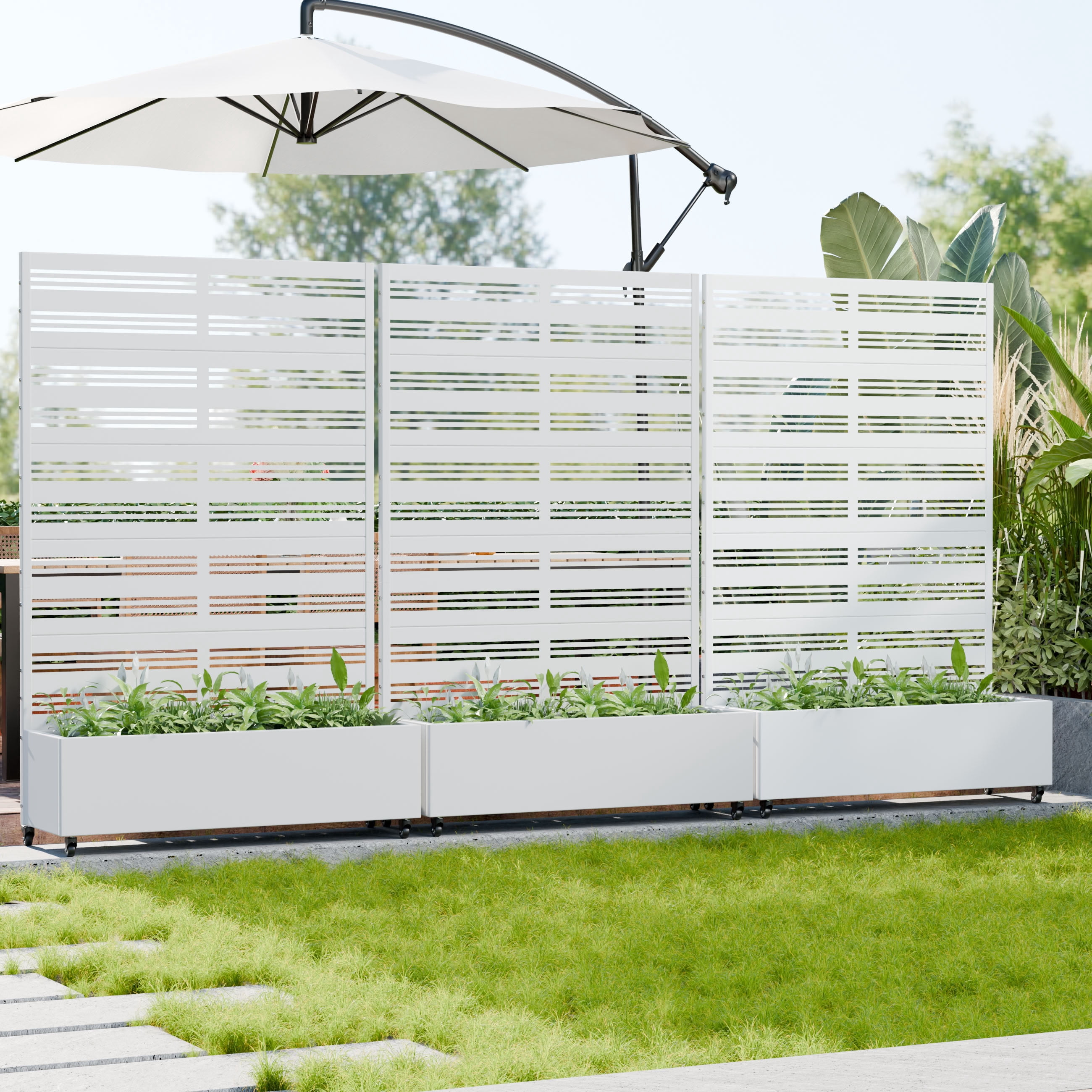 MAYEERTY 72*47in Outdoor Metal Planter Box, Modern Decorative Planter Box, Metal Garden Planter for Patio, Balcony, Yard