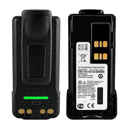 JINTION 7.4V 3000mAh PMNN4409BR Two-Way Radio Battery Replacement for Motorola PMNN4409 XPR7350 XPR7550 APX4000 (Power display and Type-c charge)